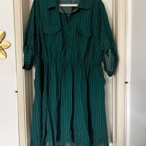 Torrid Green Buttoned Tiered Sundress with Notched Collar